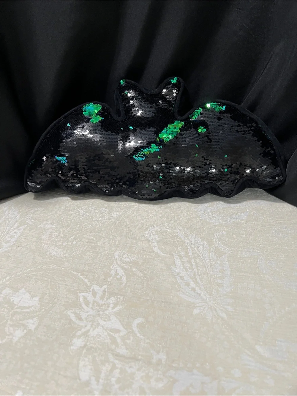Black Sequin Bat Pillow